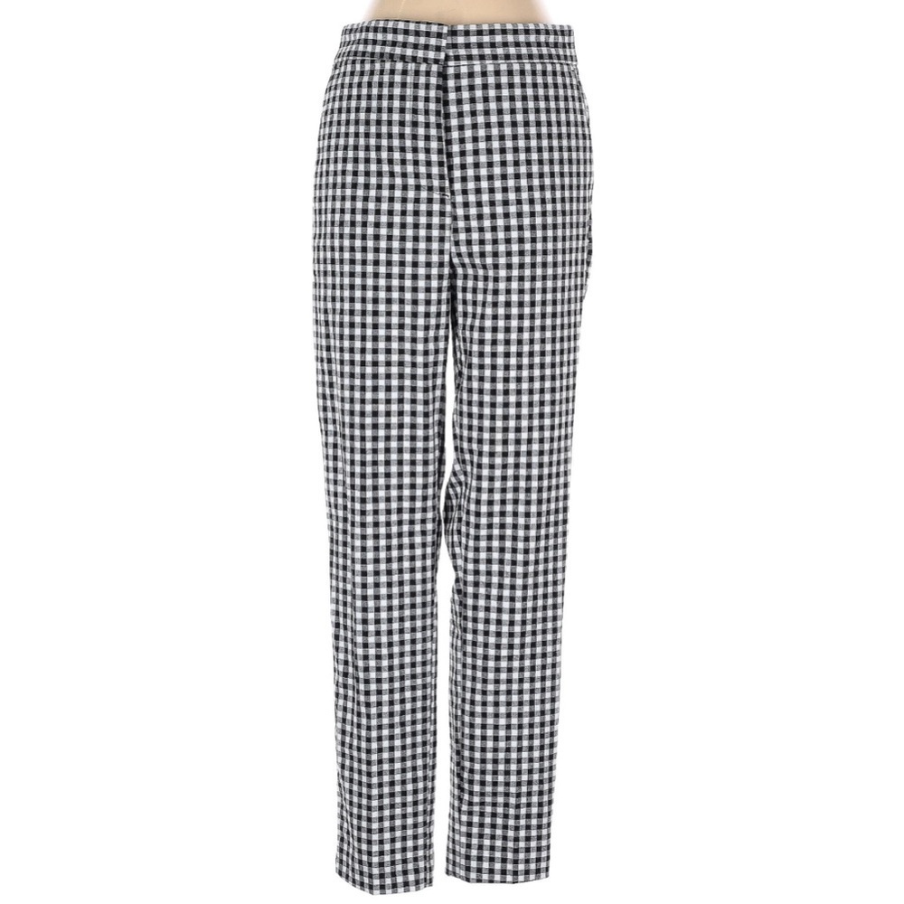 ZARA check pants front pockets elastic waist at back faux pockets at back size M